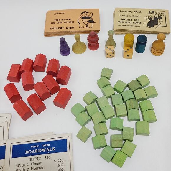 Monopoly 1936 Antique Vintage Black NO BOARD **IOB** - Picture 5 of 12